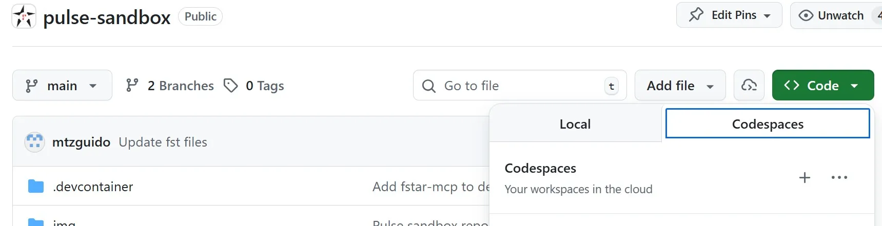 Pulse Sandbox Codespace